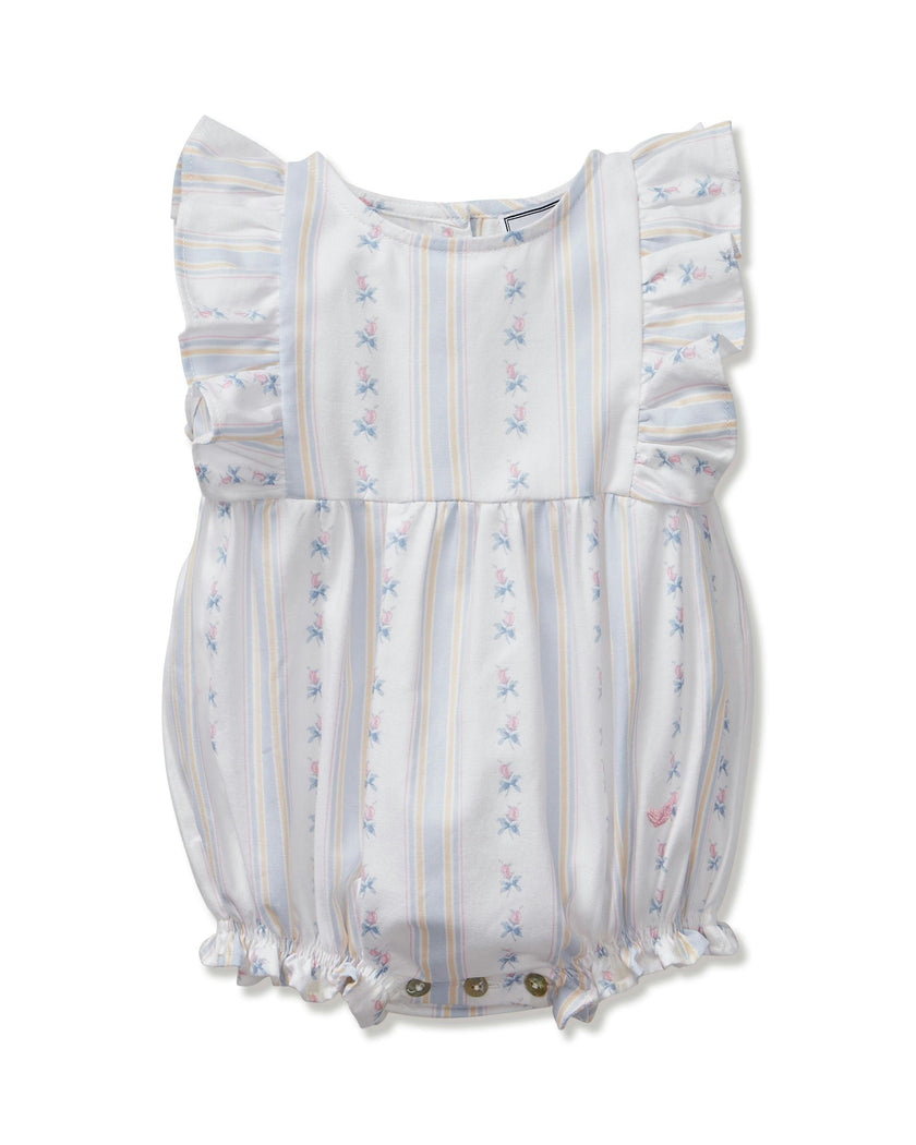 Baby's Twill Ruffled Romper in Cottage Stripe