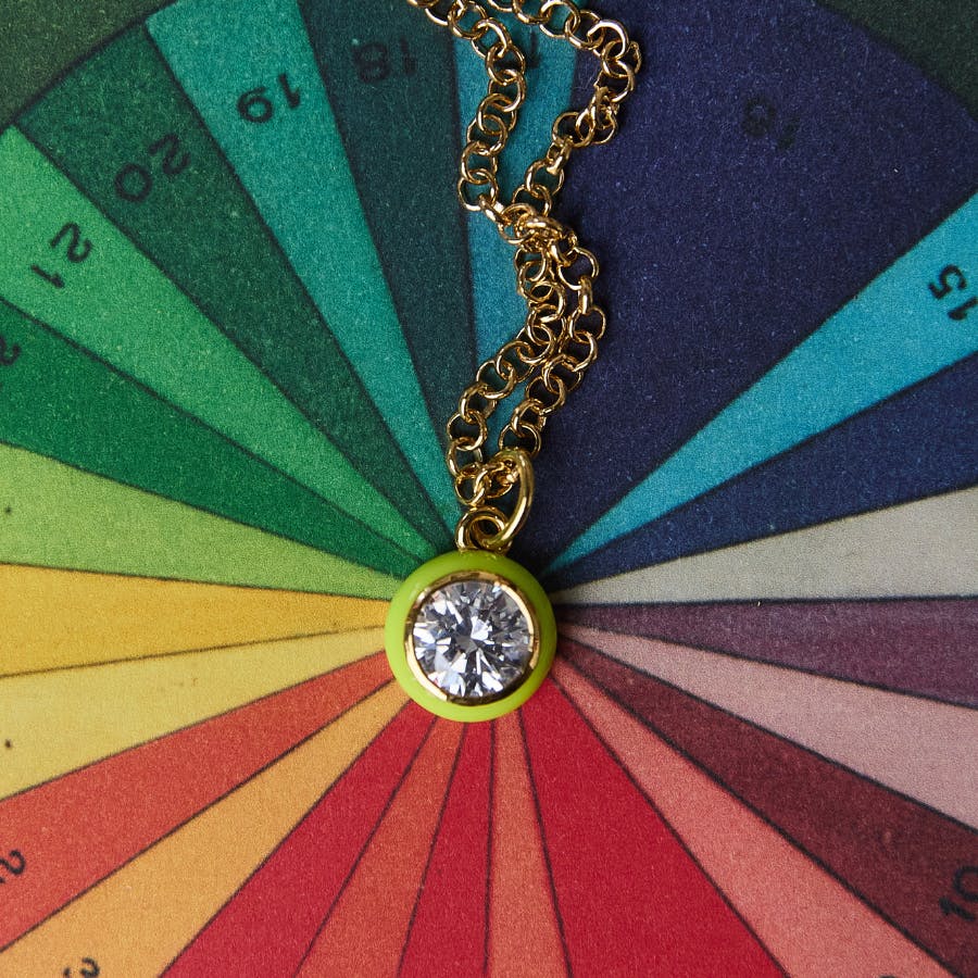 Chartreuse Enamel Bezel Charm