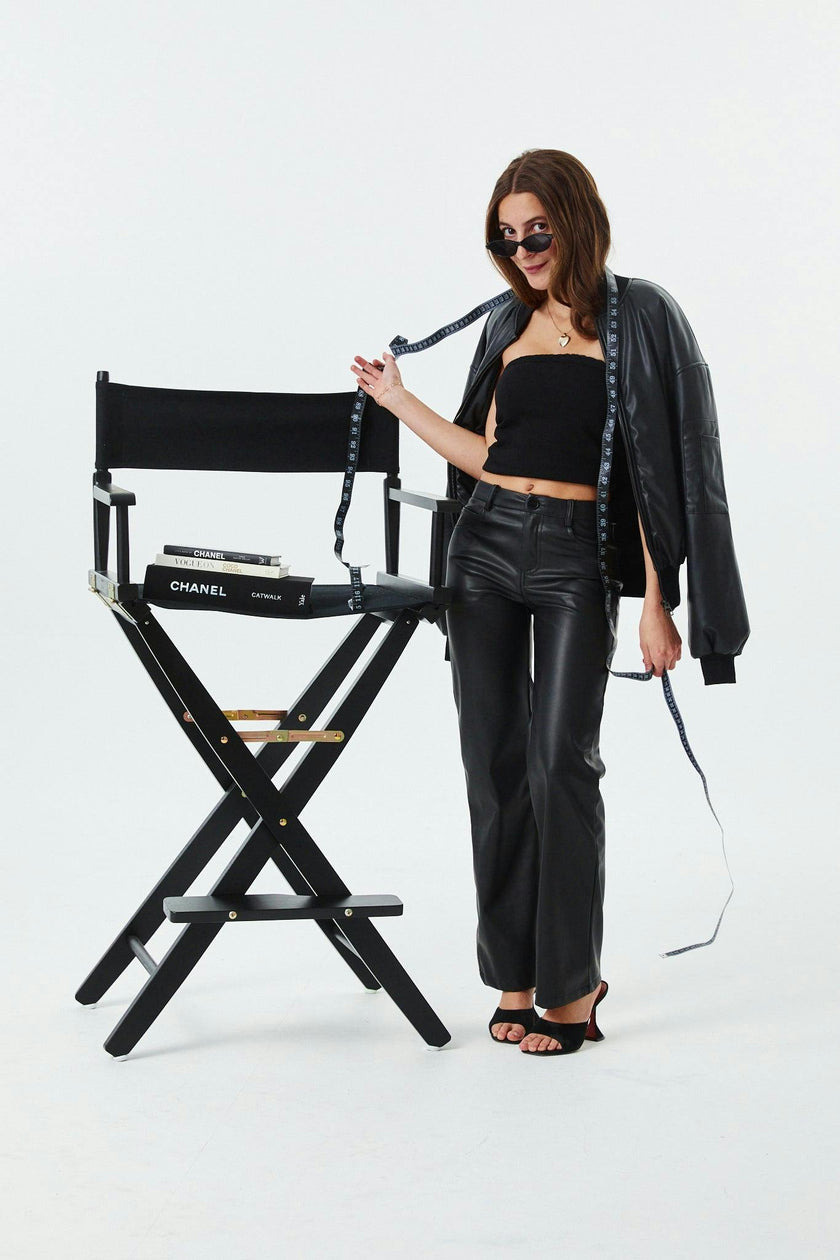 Joie Black Vegan Leather Straight Leg Pants