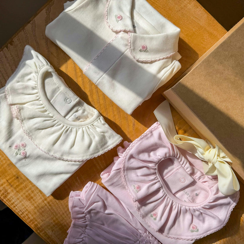 Baby Girl Gift Set Bundle Peonies Pink