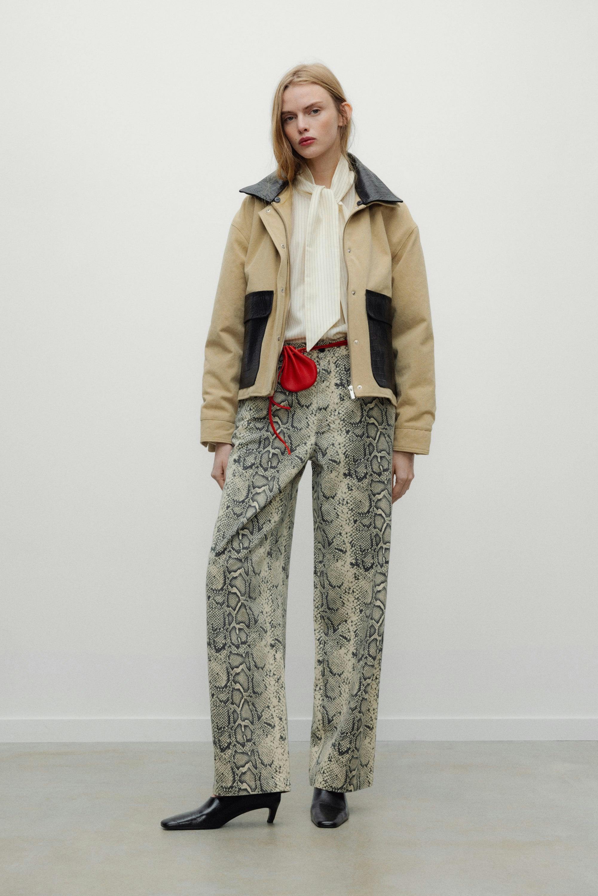 TNS Denim Woman Barrel Trouser Snake Print