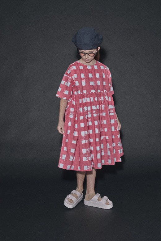 Atlantic Dress Coral Plaid Print