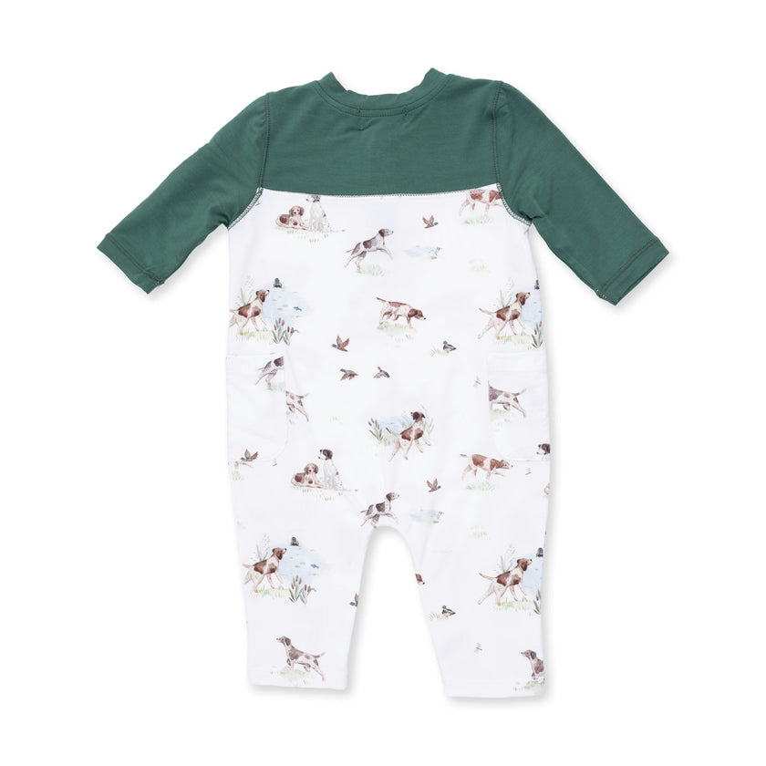 Pointer Pups and Duck Buddies - Romper with Contrast Sleeves