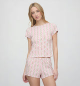 The Coco Pointelle PJ Set - Pink Floral Dot Stripe