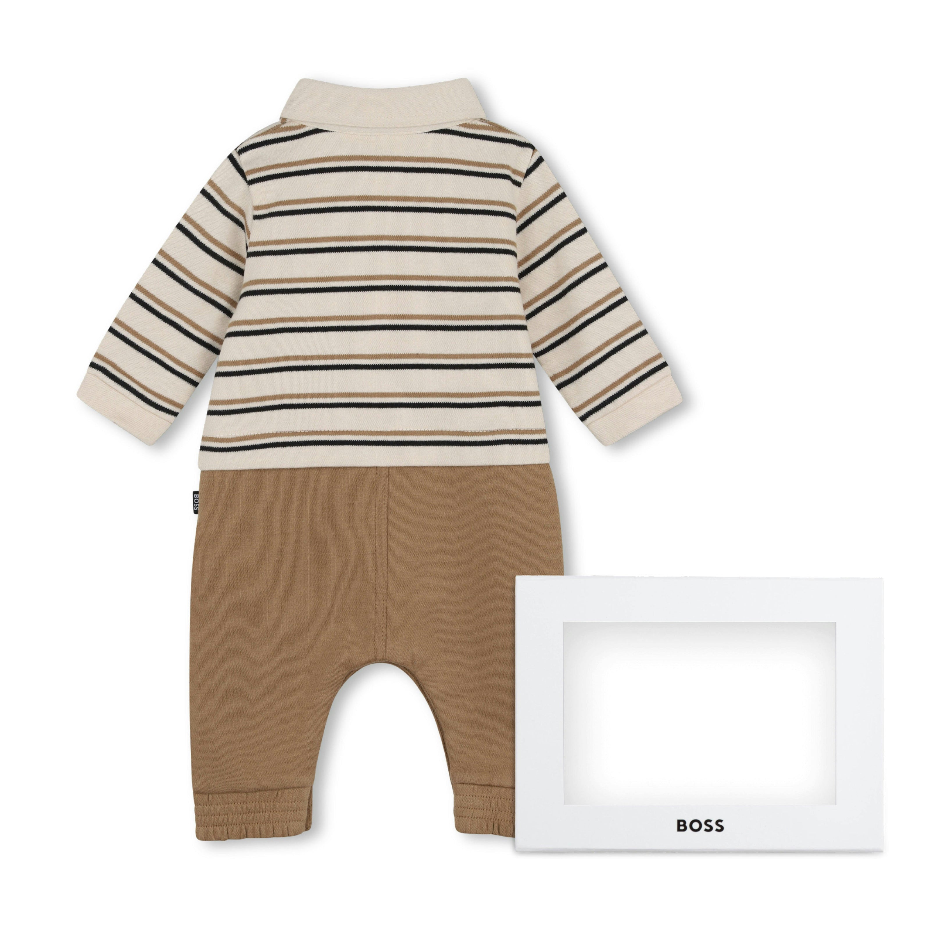 Beige Logo Baby One-Piece Set