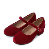 Sabine Velvet Wide Strap Round Toe Mary Jane Pumps