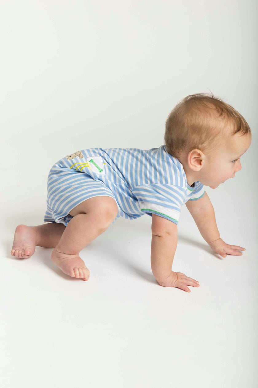 Stripe Knit Shortall With Painting Dog