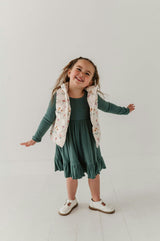 Girls Ribbed Ballet Dress in Atlantic