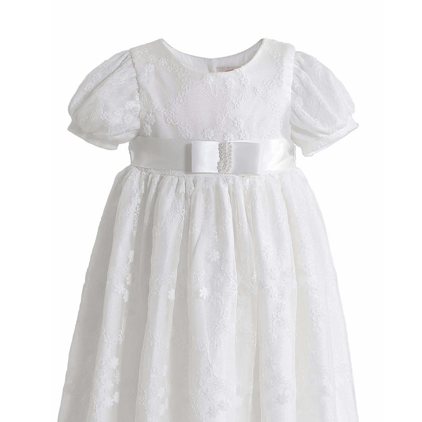 White Emmeline Lace Christening Gown