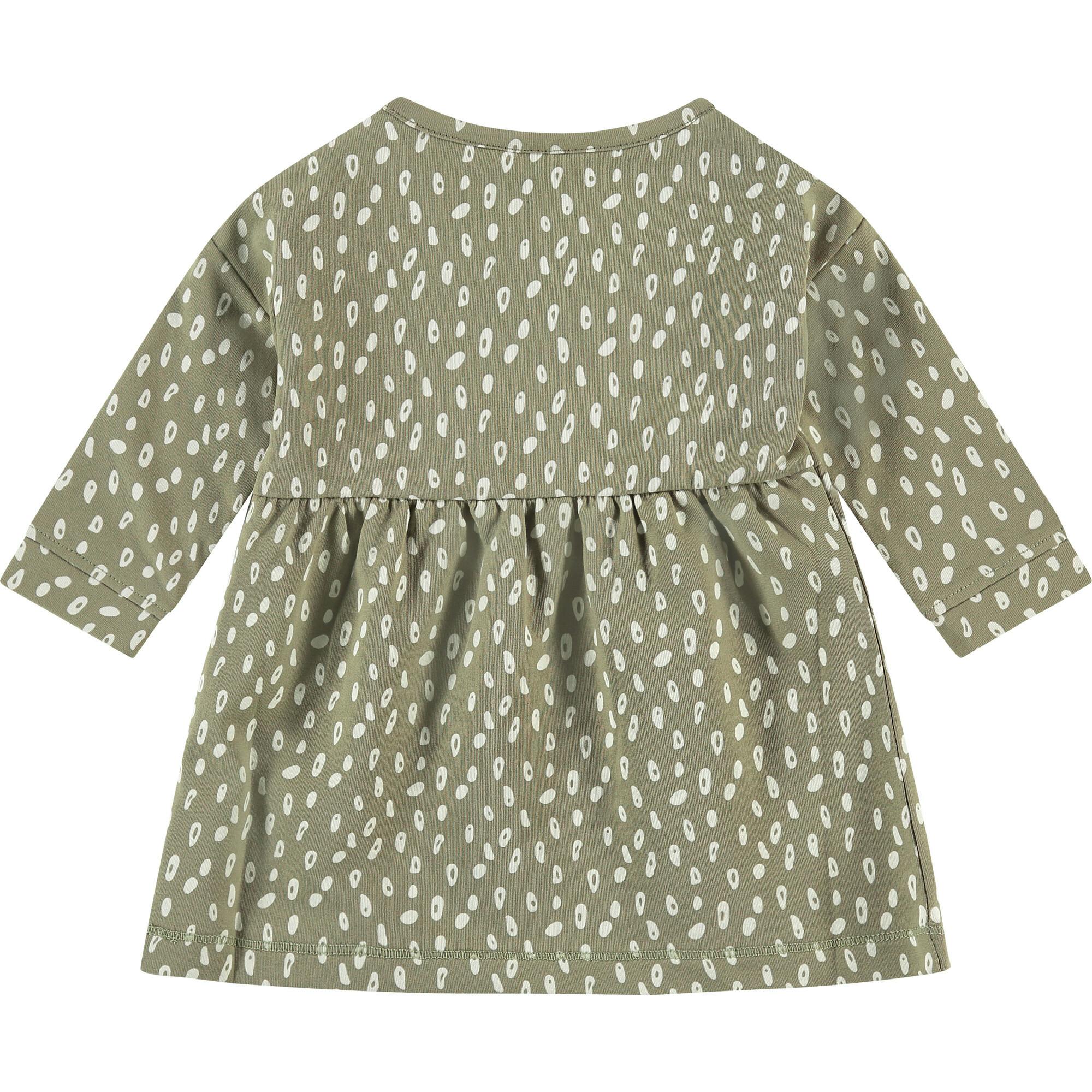 Round Neck Long Sleeve Spot Print Dress