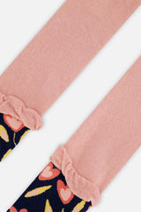 Baby Tights Pale Dusty Pink And Navy