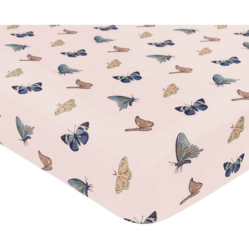 Crib Sheet in Blush Butterfly