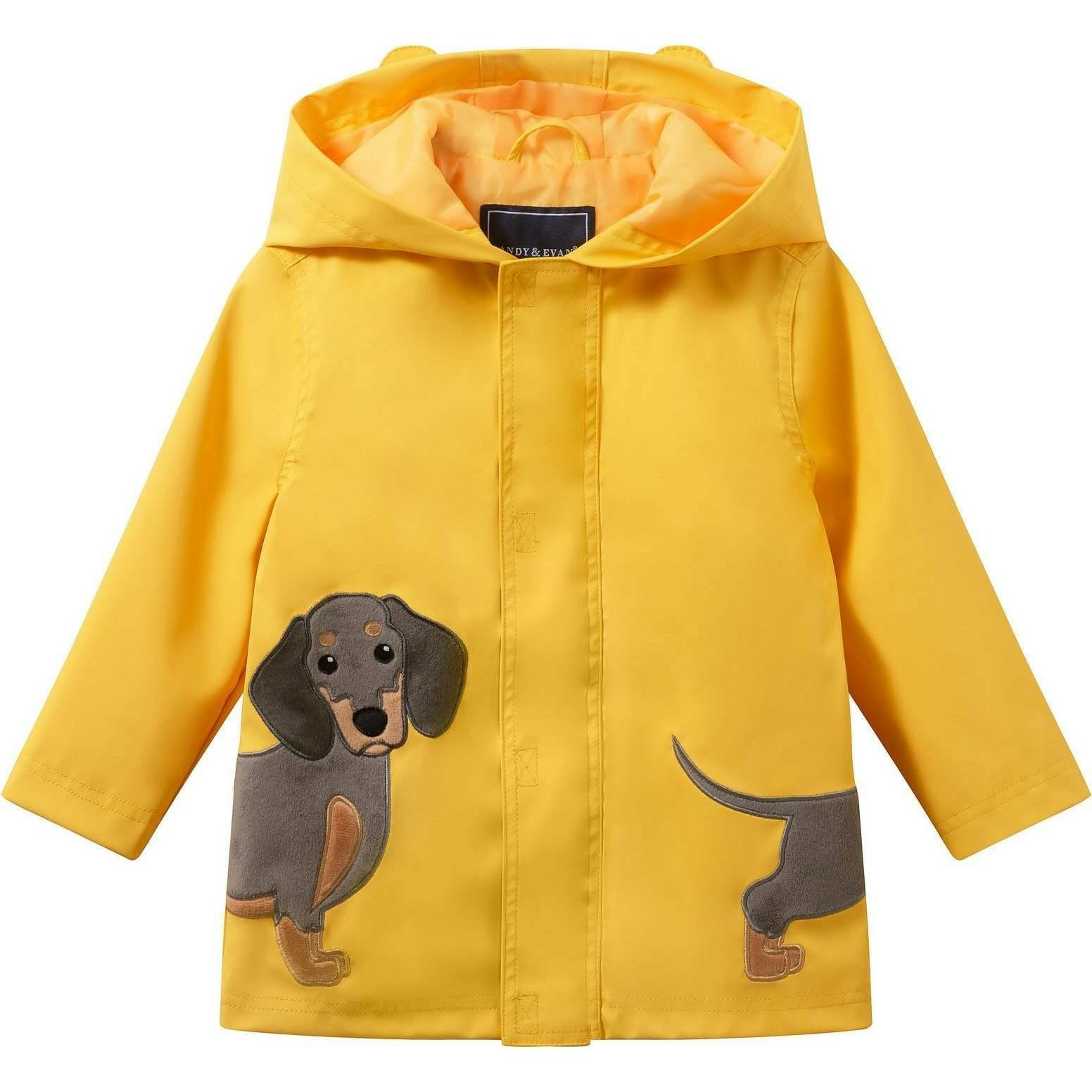 Boys Dog Applique Raincoat | Yellow