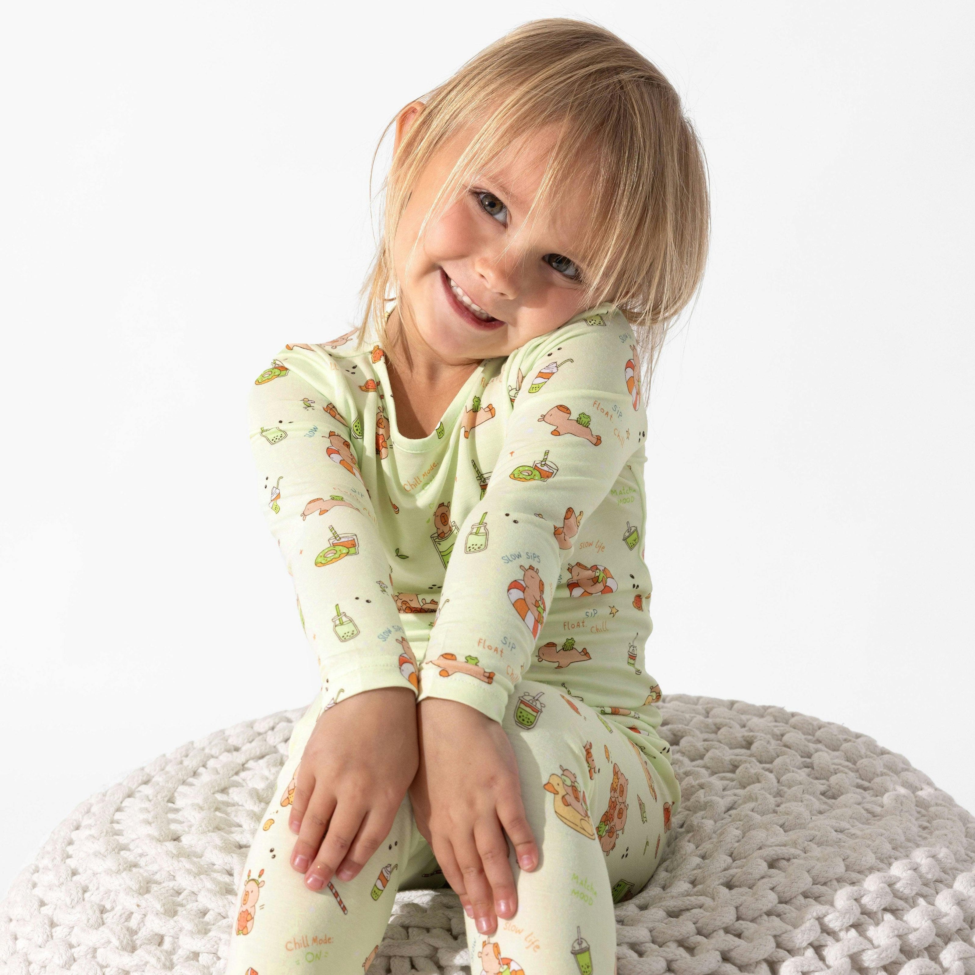 Capybara Boba Bamboo Kids Pajamas