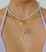 MICROPAVE INITIAL PEARL NECKLACE