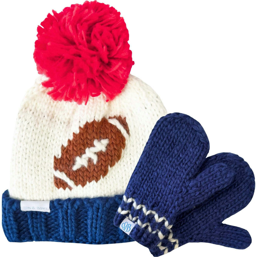 Football Bobble Hat & Mittens Bundle