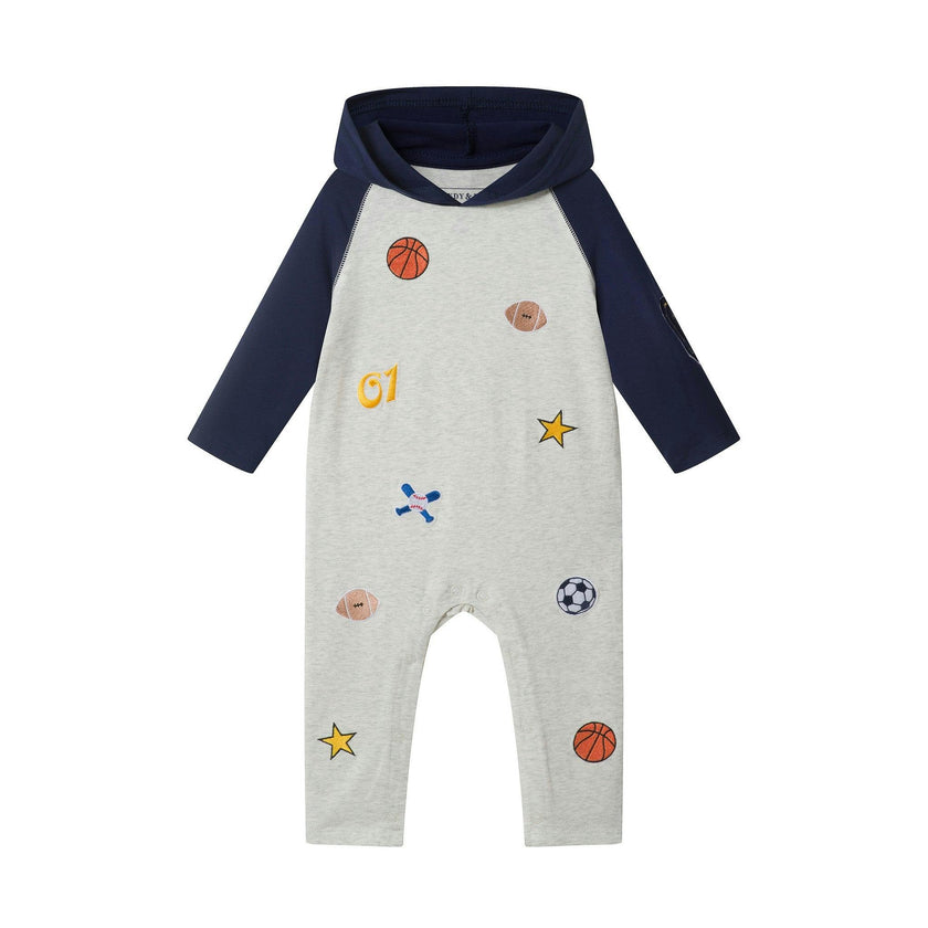 Infant (3-24M) Boys Hooded Romper | Sports All-Star - Navy