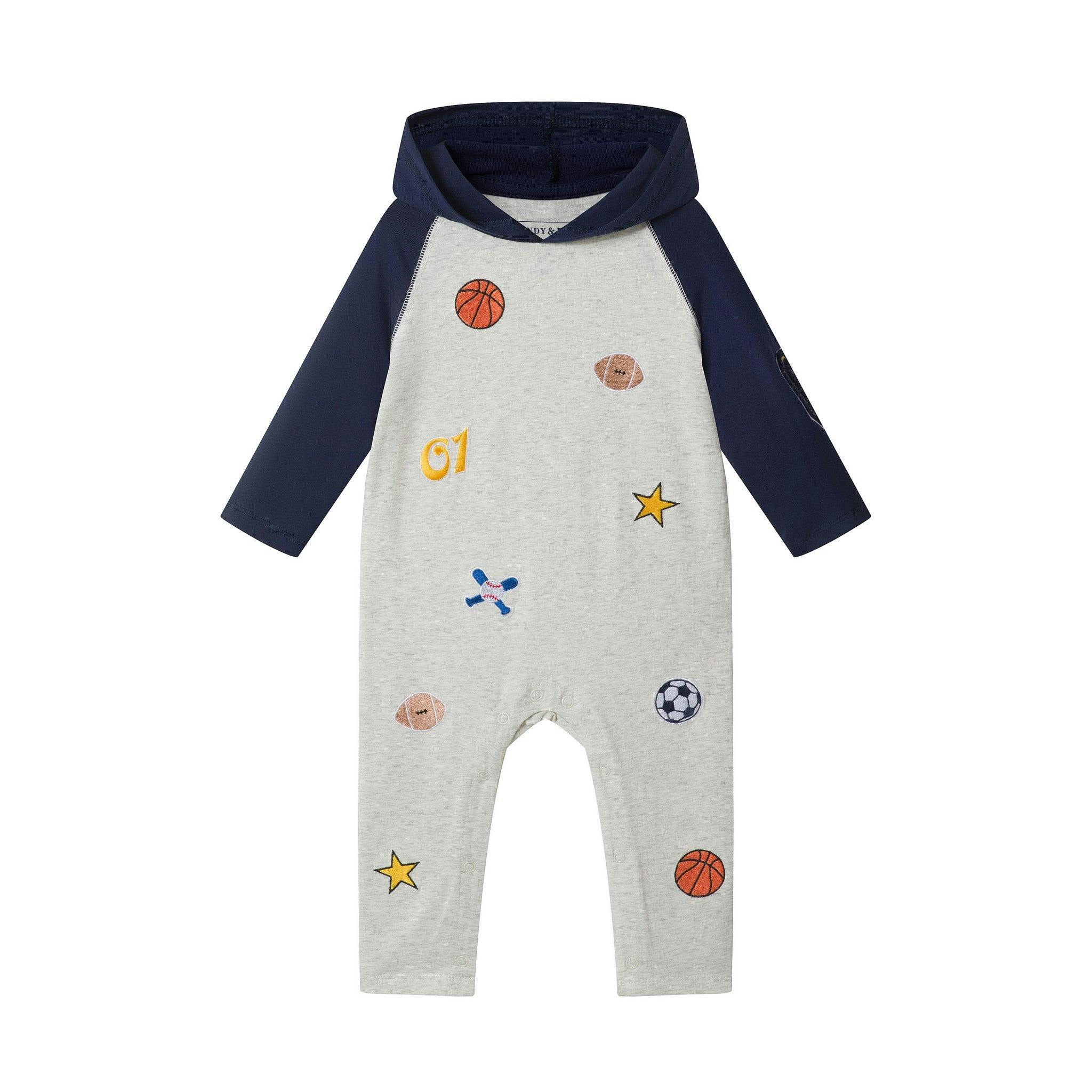 Infant (3-24M) Boys Hooded Romper | Sports All-Star - Navy