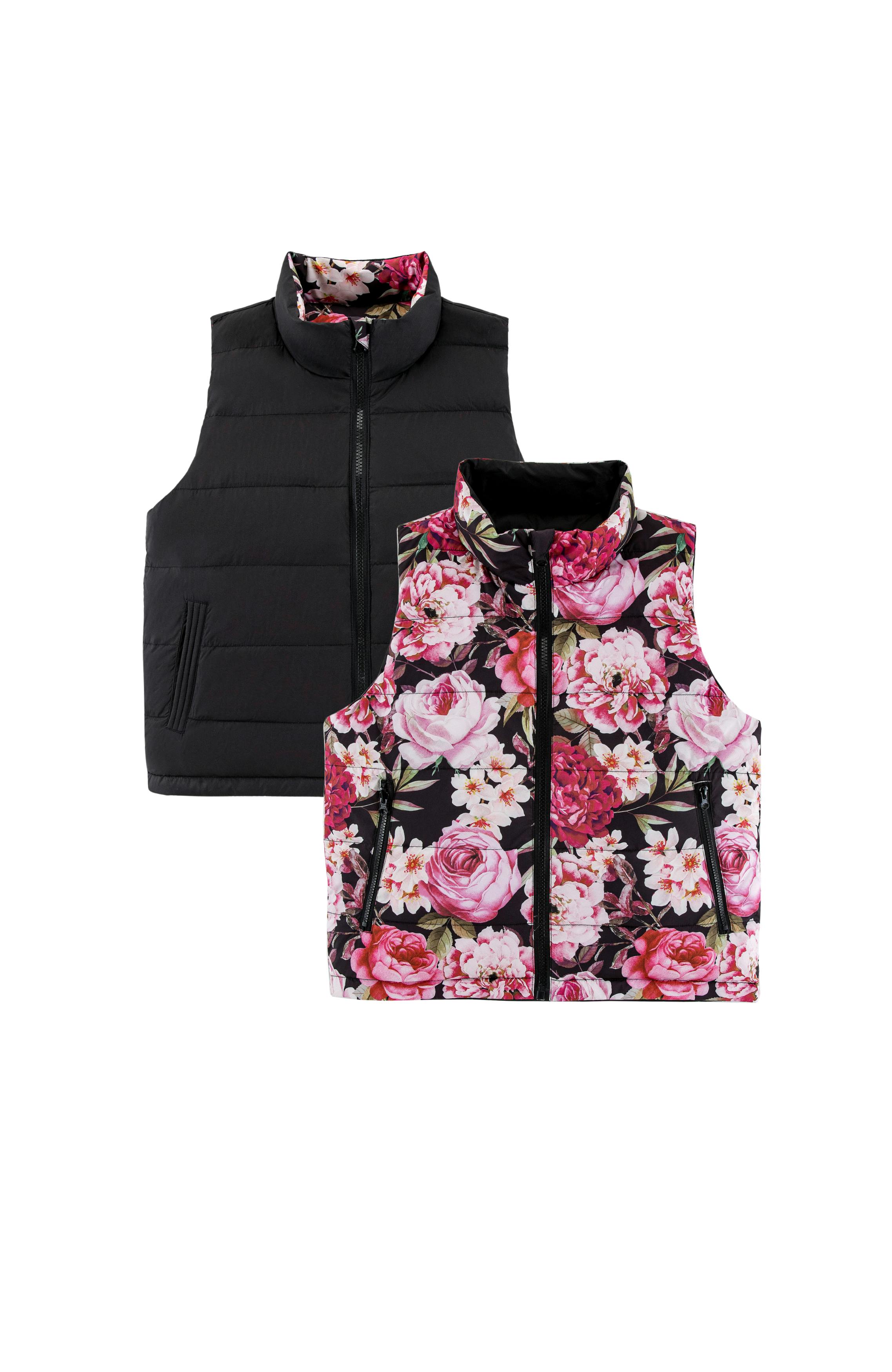 Casey Reversible Lightweight Down Puffer Vest, Garden Floral