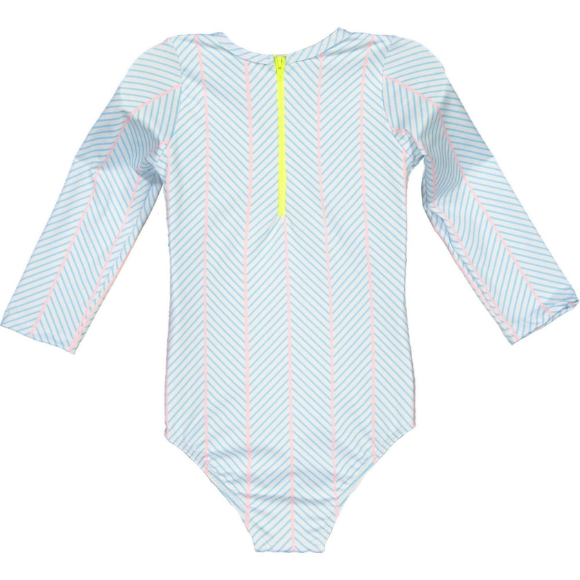 Geometric Stripes Long Sleeve Rashguard, Multi