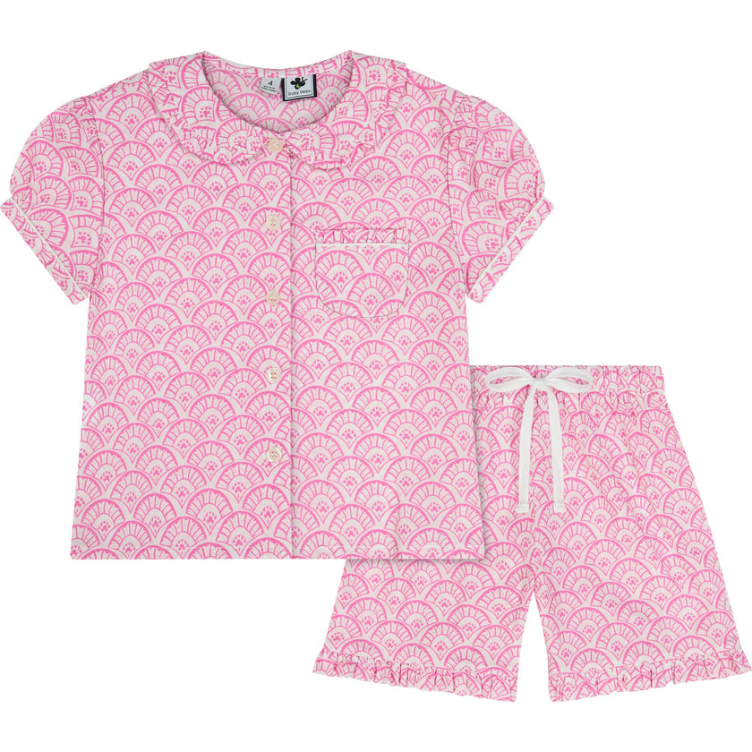 Ruffle Sleeve Loungewear Set, Pink