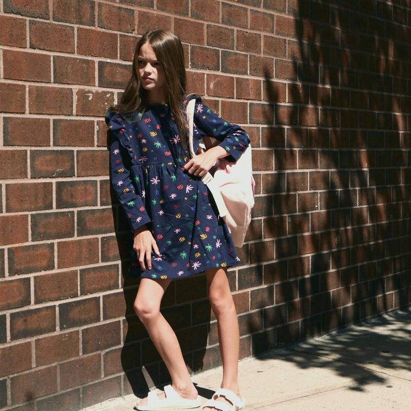 Recycled Cotton Confetti Kid Ruffle Dress