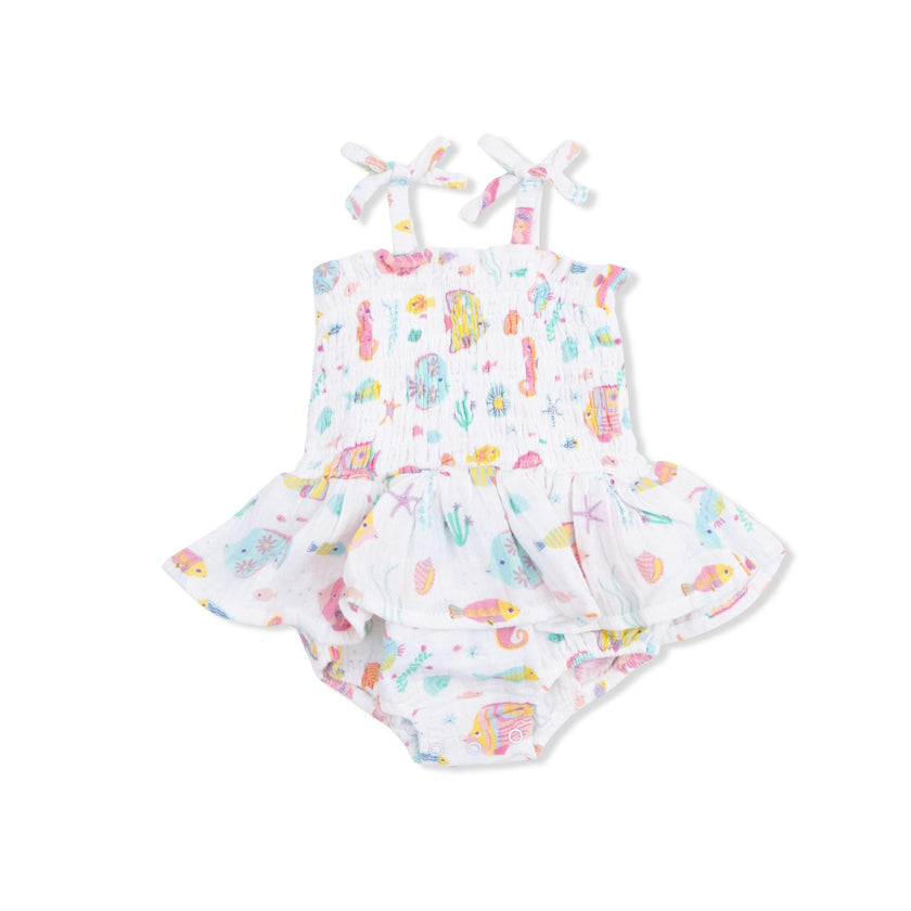 Sunny Coral Reef Fish - Smocked Bubble with Skirt