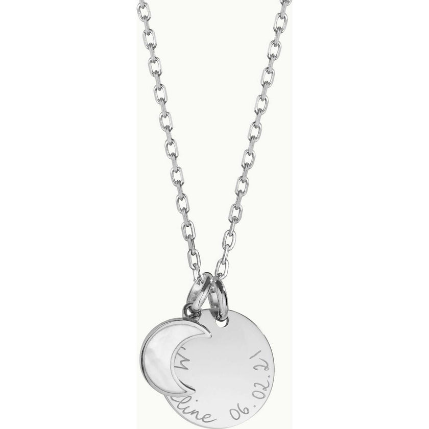Personalized Small Mother of Pearl Necklace, Sterling Silver
