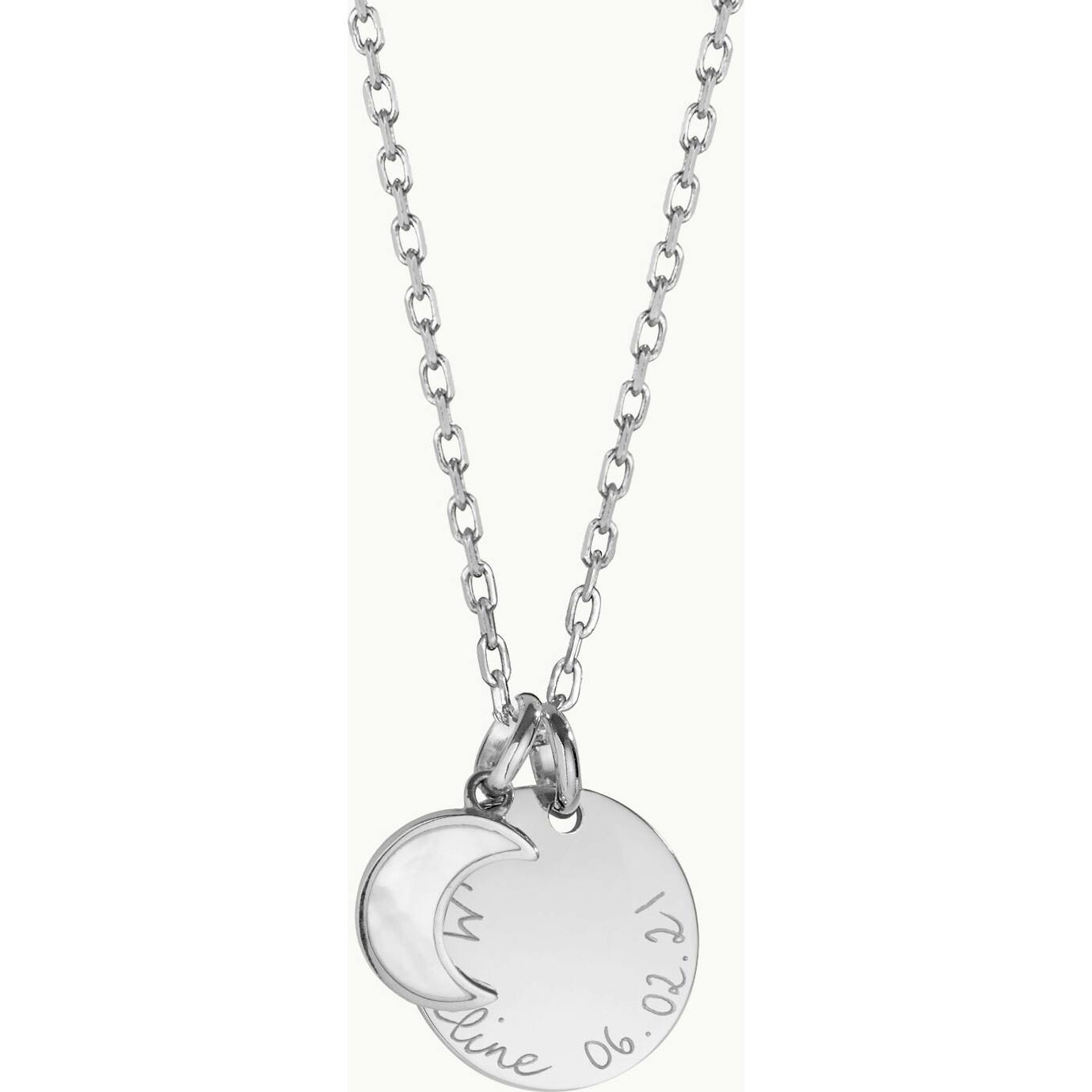 Personalized Small Mother of Pearl Necklace, Sterling Silver