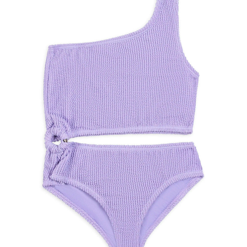 Dina Crinkle Side Cutout One Piece Swimsuit