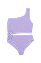 Dina Crinkle Side Cutout One Piece Swimsuit