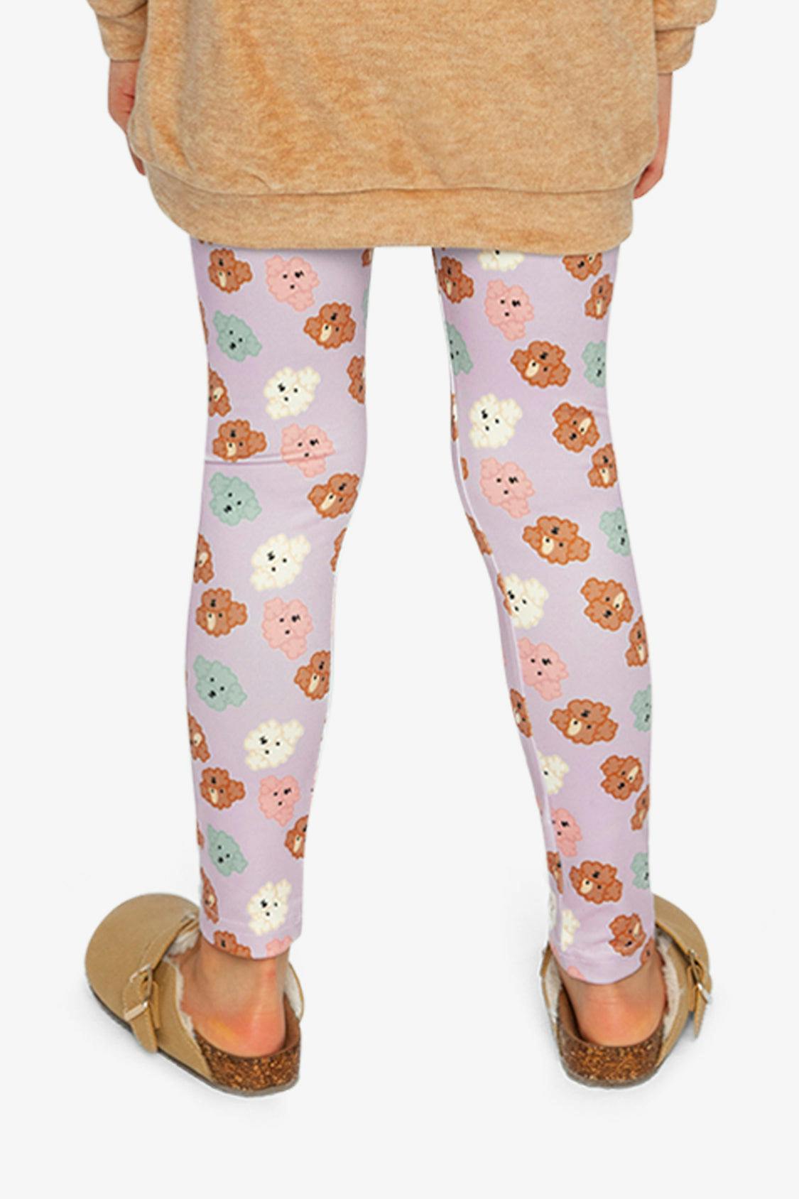 Organic Cotton Leggings Purple Poodle Print