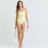 womens buttercream stripe simple one piece