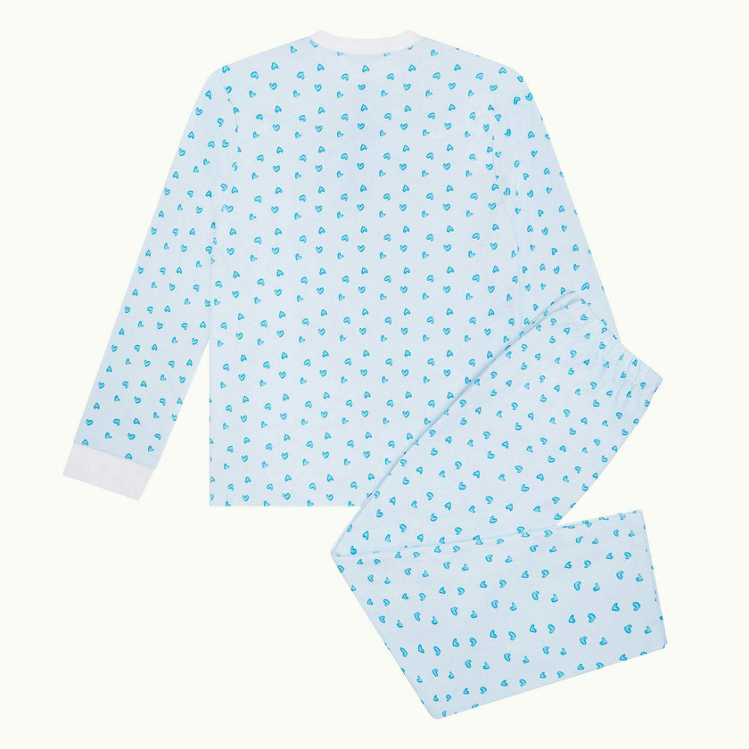 Love Heart Pyjama - Adult Blue
