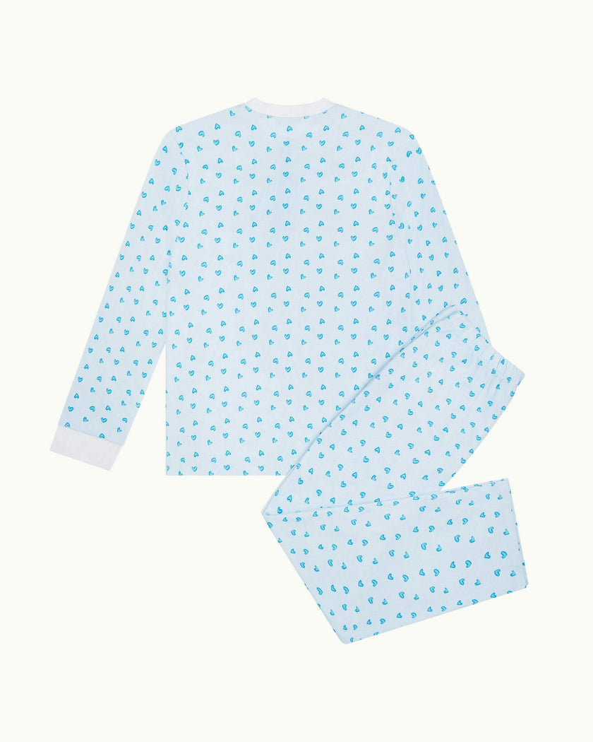 Love Heart Pyjama - Adult Blue