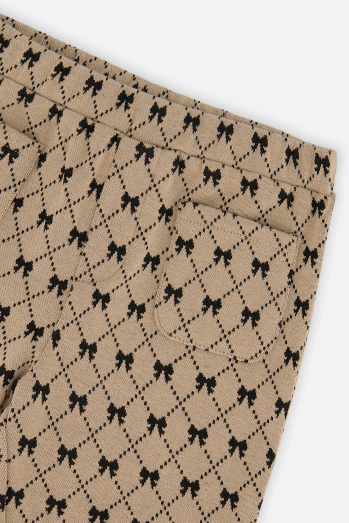 Treggings Beige Bow Tie Print