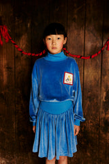 POSTCARD VELVET DRESS BLUE