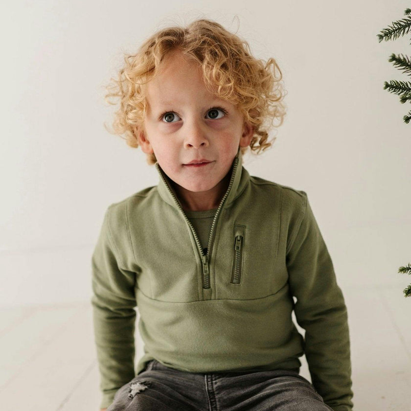 Boy's 3/4 Fleece Zip Sweatshirt