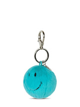 Smiley Keychain ECO Fuzzy Teal - 2"