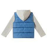 Hooded Puffer Vest Jacket | Heather Blue