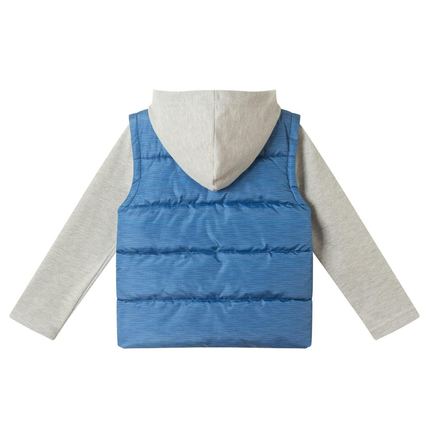 Hooded Puffer Vest Jacket | Heather Blue