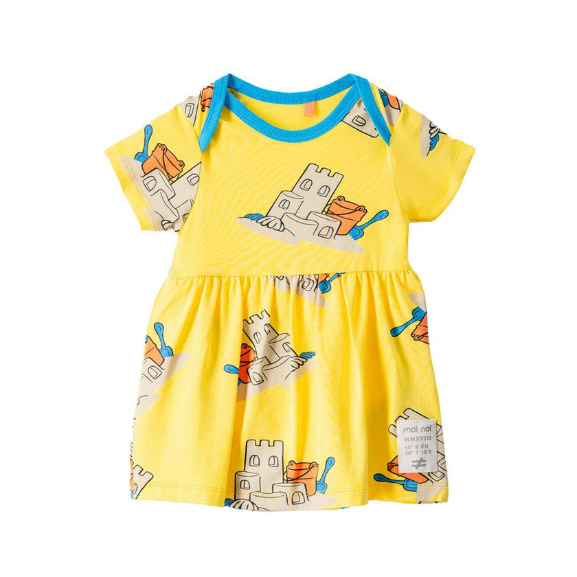 Yellow Sand Castle Print Knitted Dress