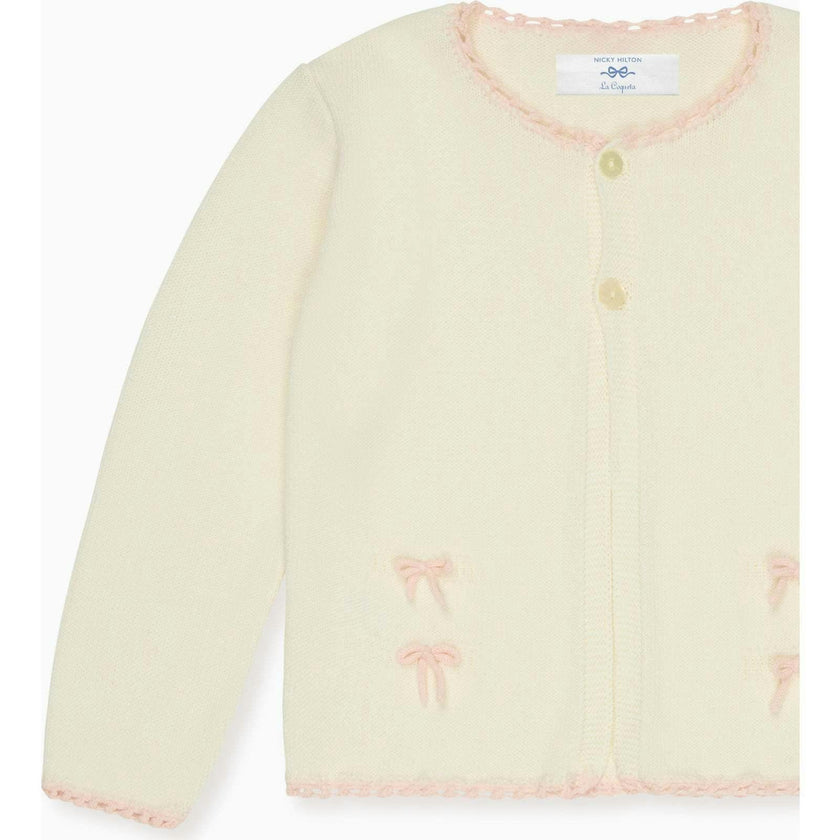 Nicky Hilton x La Coqueta Ivory Farrah Cotton Girl Cardigan