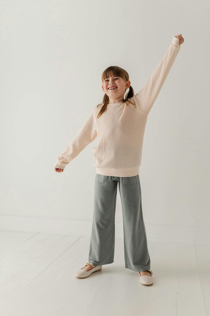 Girls Acid Wash Comfy Pant in Shadow Green