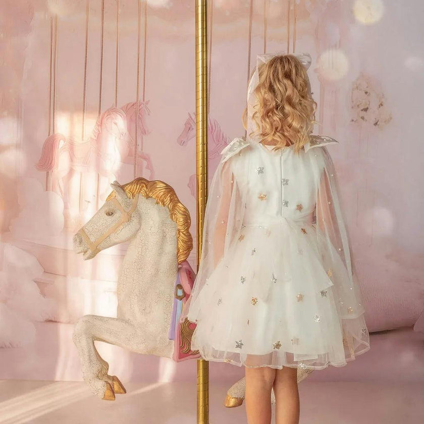 Stardust Embroidered White Tulle Party Dress
