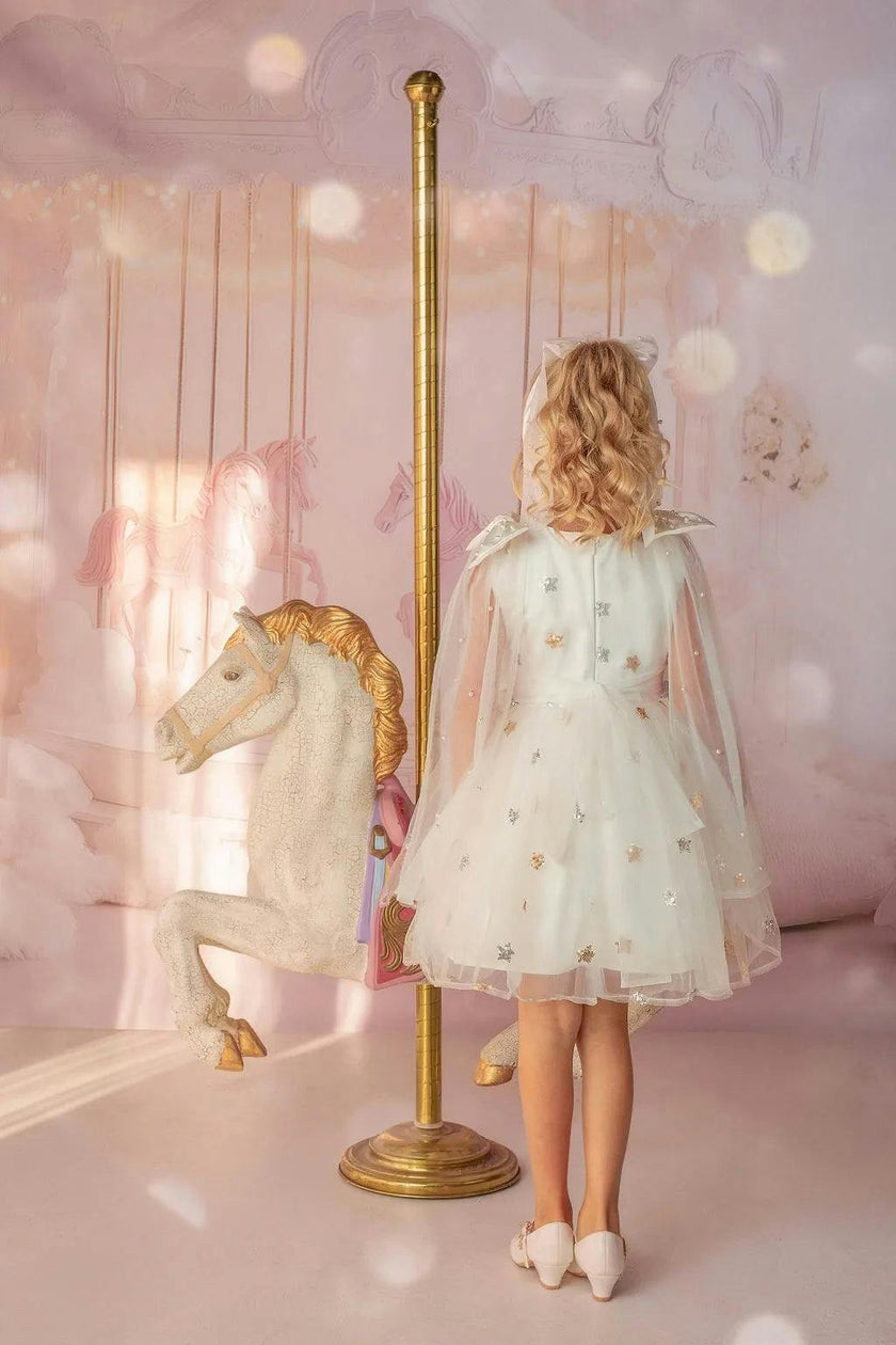 Stardust Embroidered White Tulle Party Dress