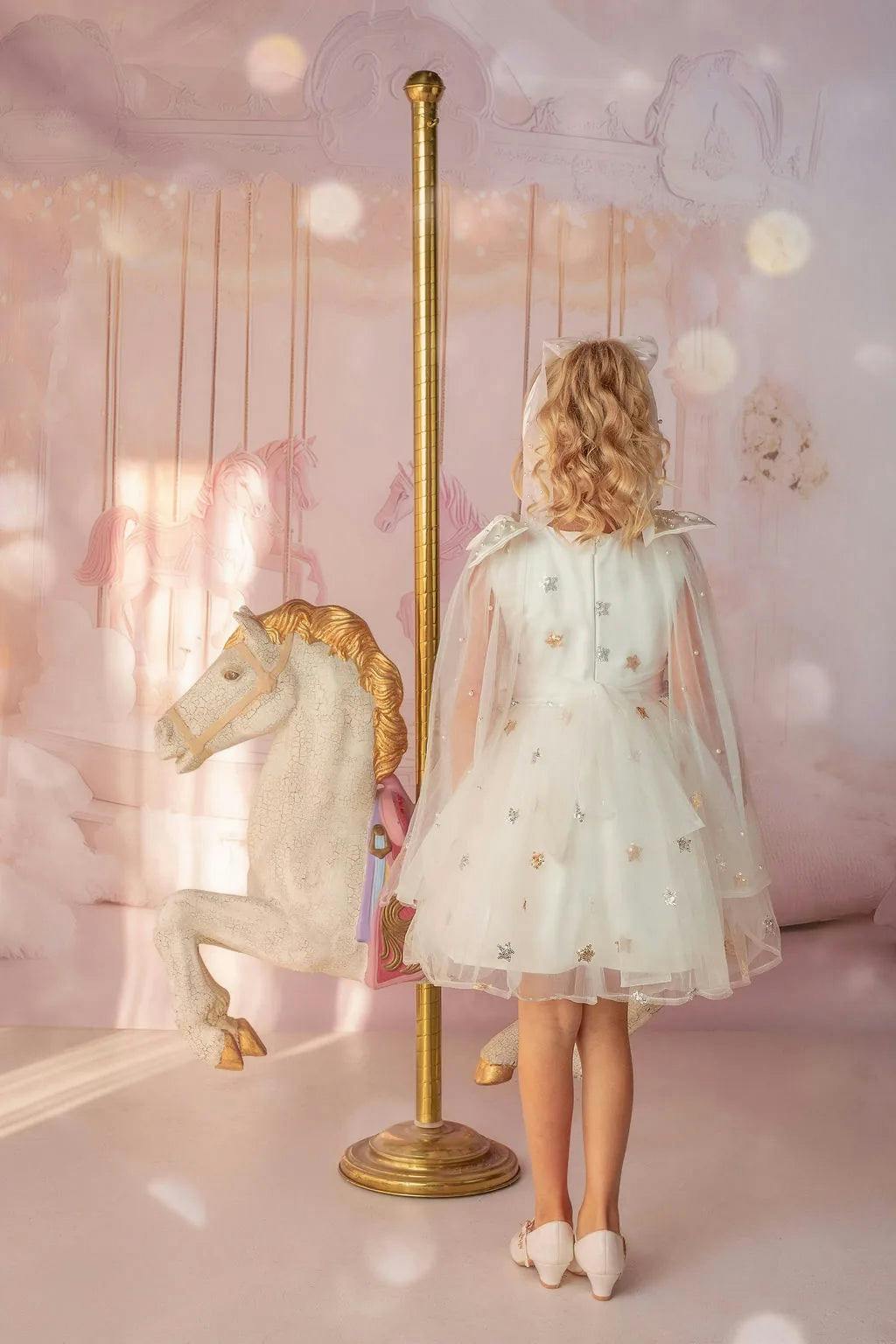 Stardust Embroidered White Tulle Party Dress