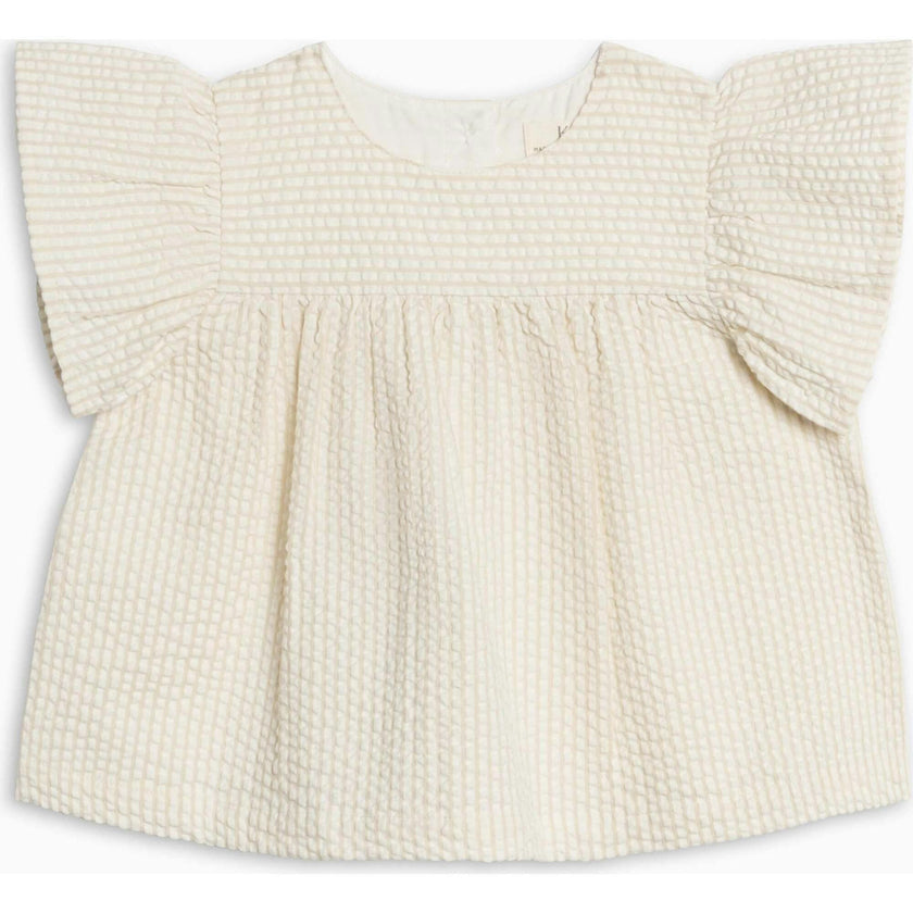 Viv Seersucker Ruffle Top - Dune Stripe