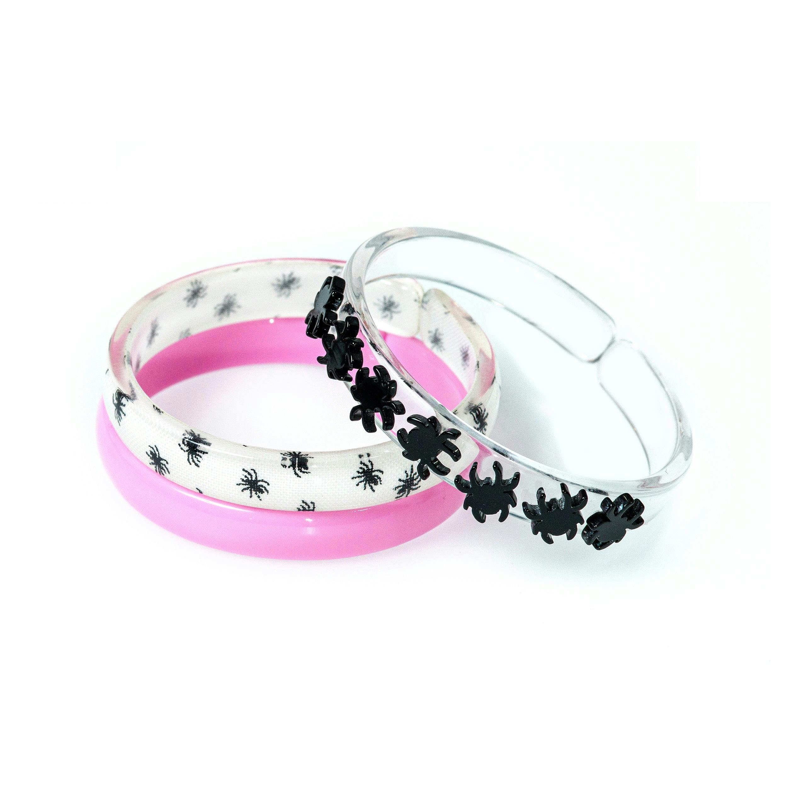 Black Spider Candy Pink Bangle Set