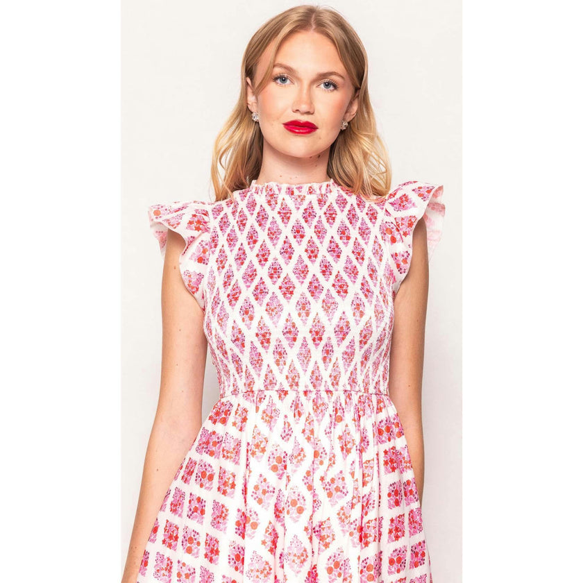 Kylie Dress in Rouge Lattice Floral